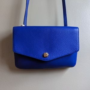 Talbots cobalt blue crossbody purse handbag genuine leather EUC